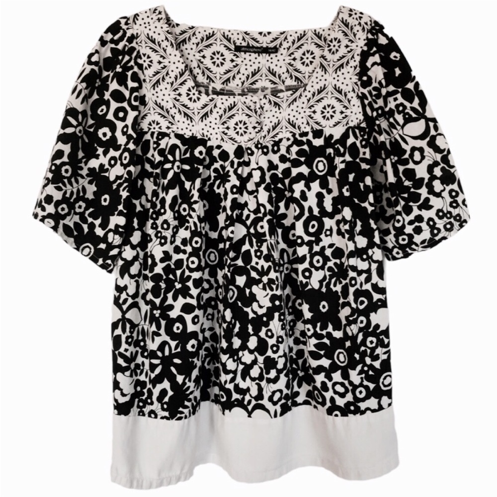 Atmosphere Black & Cream Square Neck Blouse Size 18